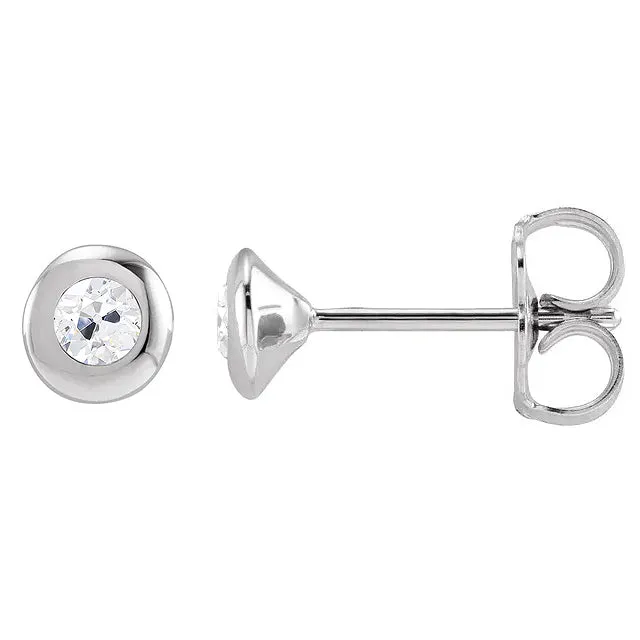 Earrings HarryChadEntcom 3 Carats Round Old Cut Bezel Setting Earth Mined Diamond Stud Earrings White Gold Earrings HarryChadEntcom 3 Carats Round Old Cut Bezel Setting Earth Mined Diamond Stud Earrings White Gold