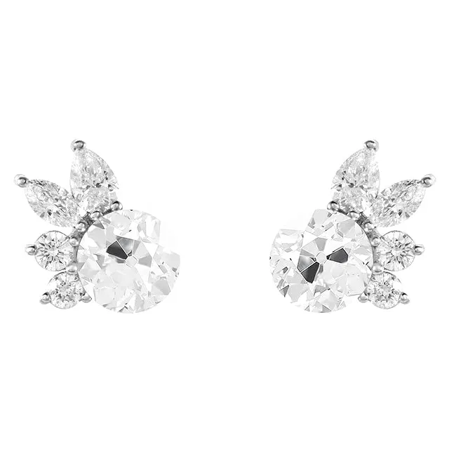Earrings HarryChadEntcom Flower Style Diamond Stud Earrings Round and Marquise Old Cut 5 Carats Earrings HarryChadEntcom Flower Style Diamond Stud Earrings Round and Marquise Old Cut 5 Carats