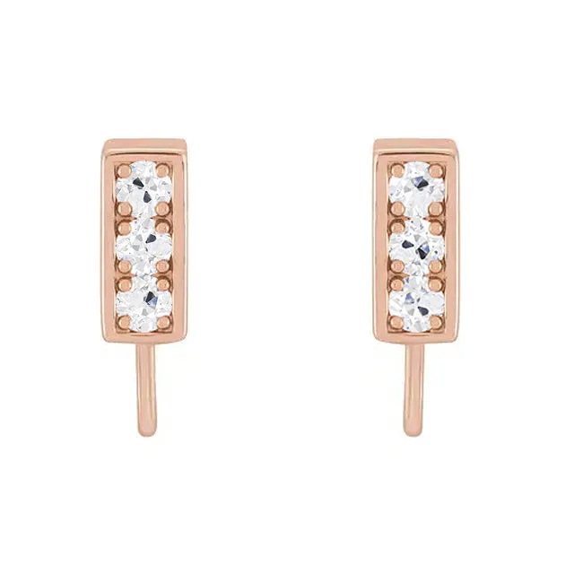 Earrings HarryChadEntcom Old Cut Mined Diamond Stud 3 Ct Round Earrings Rose Gold 14K