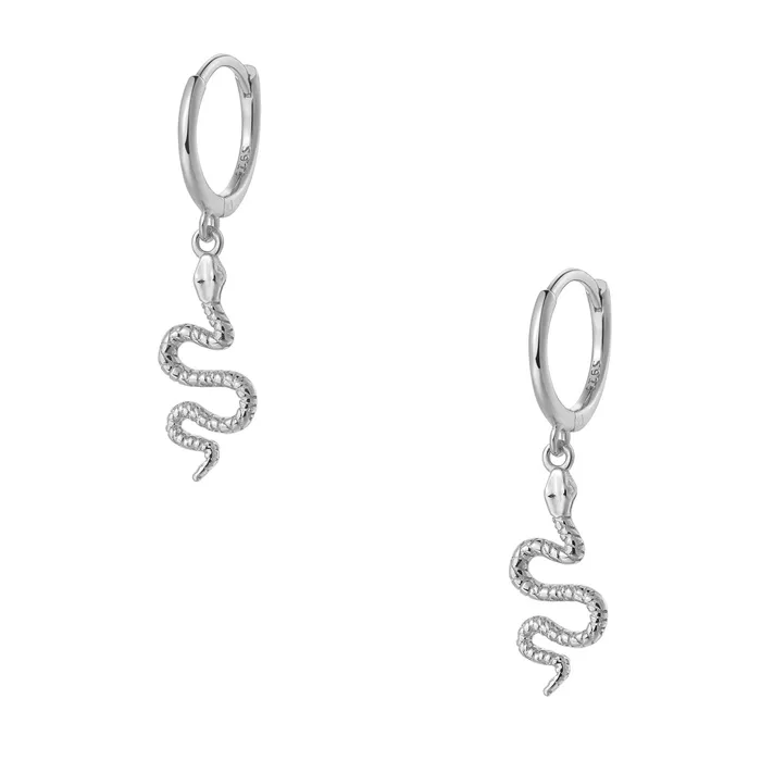 Earrings Hey Happiness Snake Huggie Earrings Sterling Silver