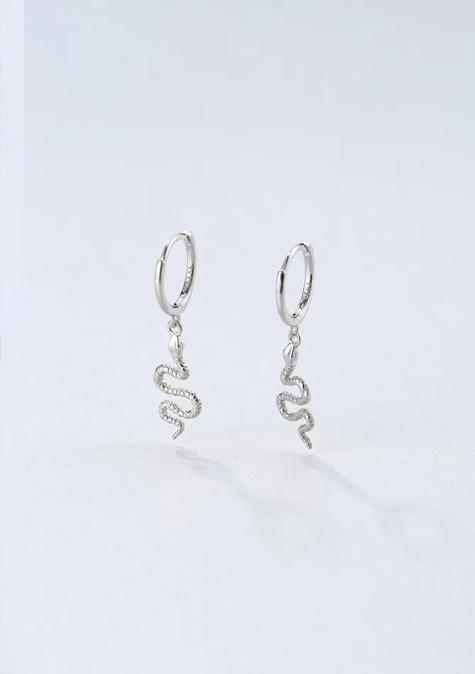 Earrings Hey Happiness Snake Huggie Earrings Sterling Silver Earrings Hey Happiness Snake Huggie Earrings Sterling Silver