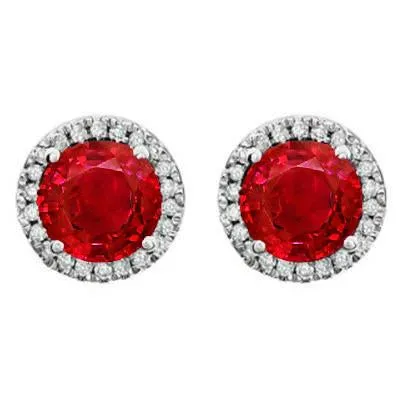 Earrings Red Ruby With Natural Earth Mined Diamonds 910 Ct Studs Earrings White Gold 14K GB Earrings Red Ruby With Natural Earth Mined Diamonds 910 Ct Studs Earrings White Gold 14K GB
