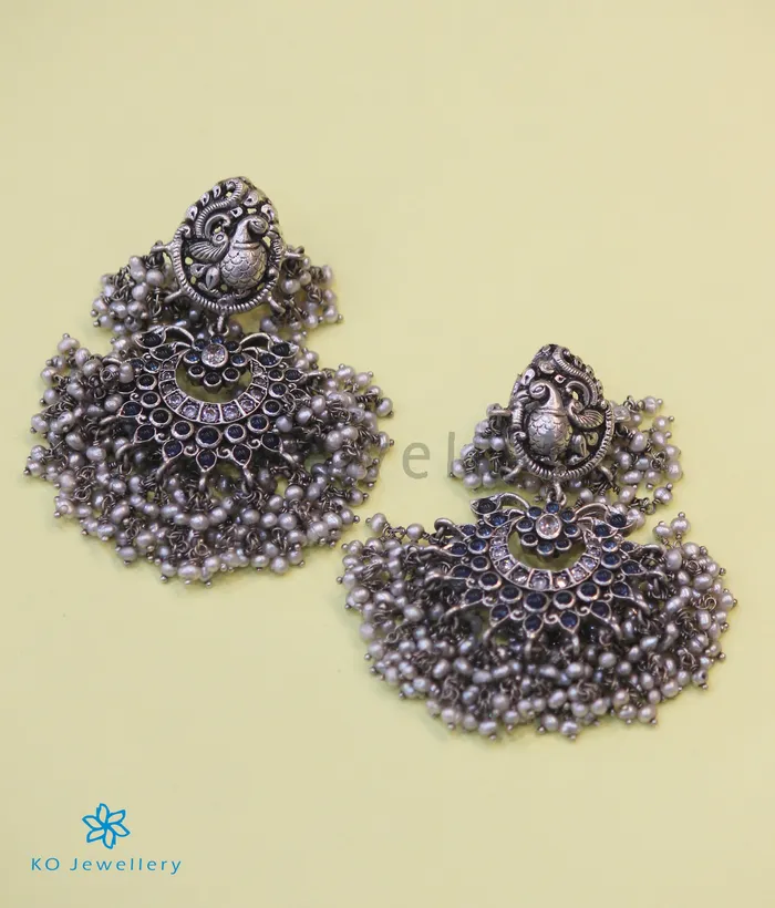 Earrings Silversmith The Ubhaya Silver Peacock Earrings Oxidised
