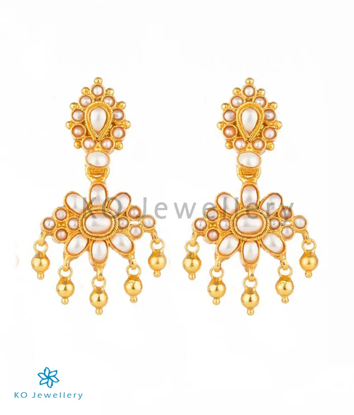 Earrings The Dvaita Silver Kempu Reversible EarringsRedPearl Silversmith