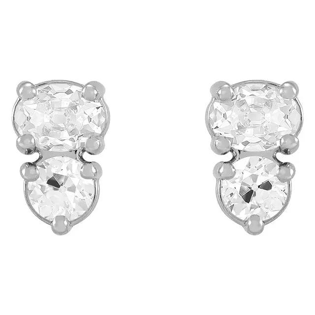 Earth Mined Diamond Stud Earrings Oval and Round Old Cut White Gold 7 Carats HarryChadEntcom Earrings Earth Mined Diamond Stud Earrings Oval and Round Old Cut White Gold 7 Carats HarryChadEntcom Earrings