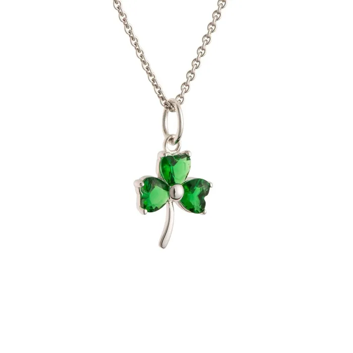 Galway Galway Shamrock Green Crystal Sterling Silver Pendant 137 Gms Rhodium Plated Necklaces Galway Galway Shamrock Green Crystal Sterling Silver Pendant 137 Gms Rhodium Plated Necklaces