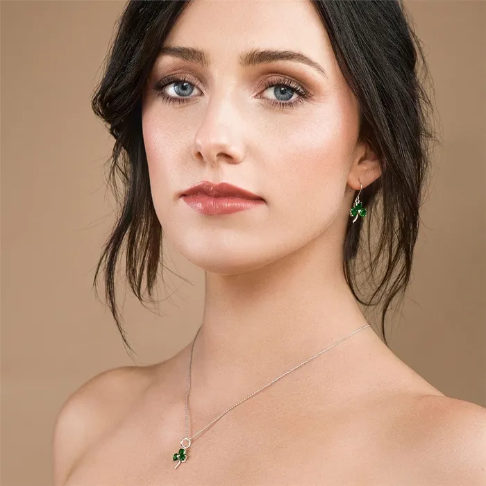Galway Galway Shamrock Green Crystal Sterling Silver Pendant 137 Gms Rhodium Plated Necklaces Galway Galway Shamrock Green Crystal Sterling Silver Pendant 137 Gms Rhodium Plated Necklaces