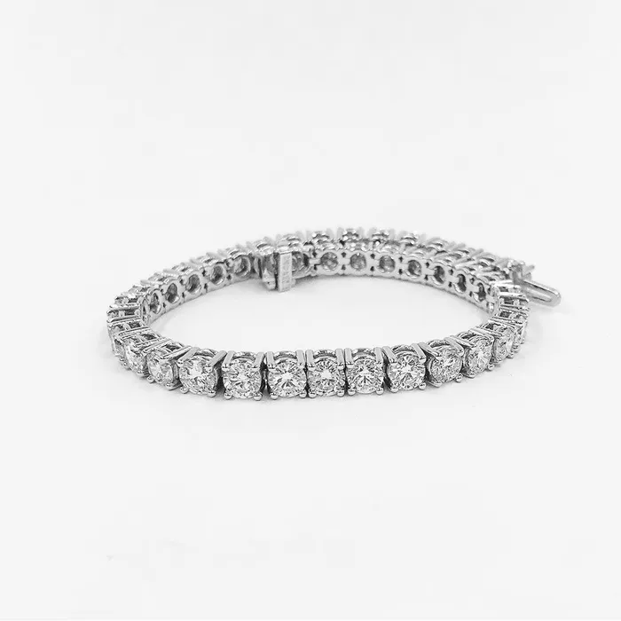 GB 12 Carats Round Cut Natural Earth Mined Diamonds Tennis Bracelet White Gold Bracelets GB 12 Carats Round Cut Natural Earth Mined Diamonds Tennis Bracelet White Gold Bracelets