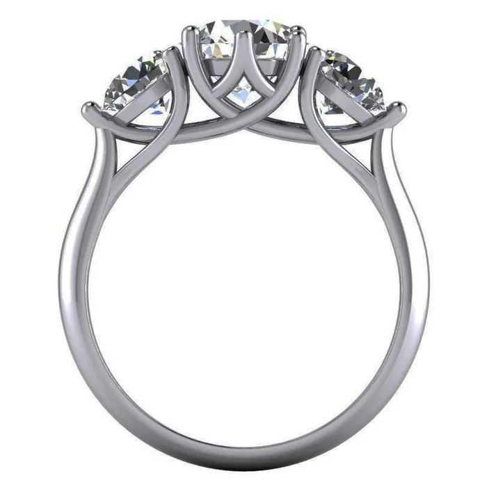 GB 451 Carats Round 3 Stone Natural Earth Mined Diamond Engagement Ring Trellis Style Rings