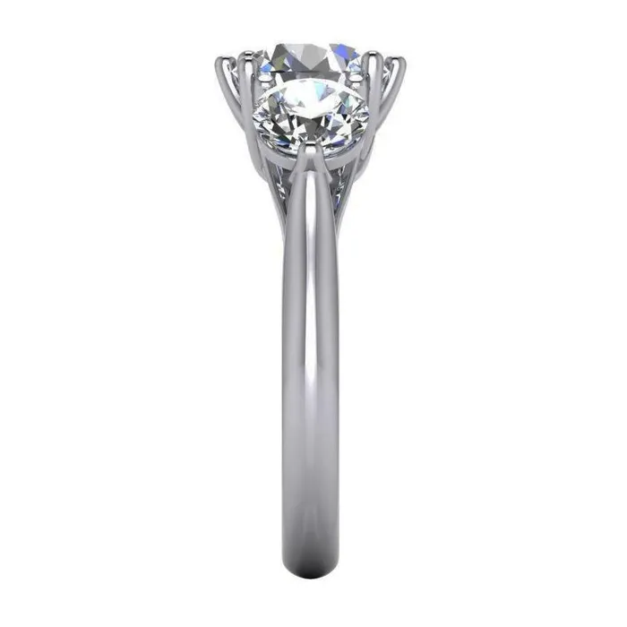 GB 451 Carats Round 3 Stone Natural Earth Mined Diamond Engagement Ring Trellis Style Rings