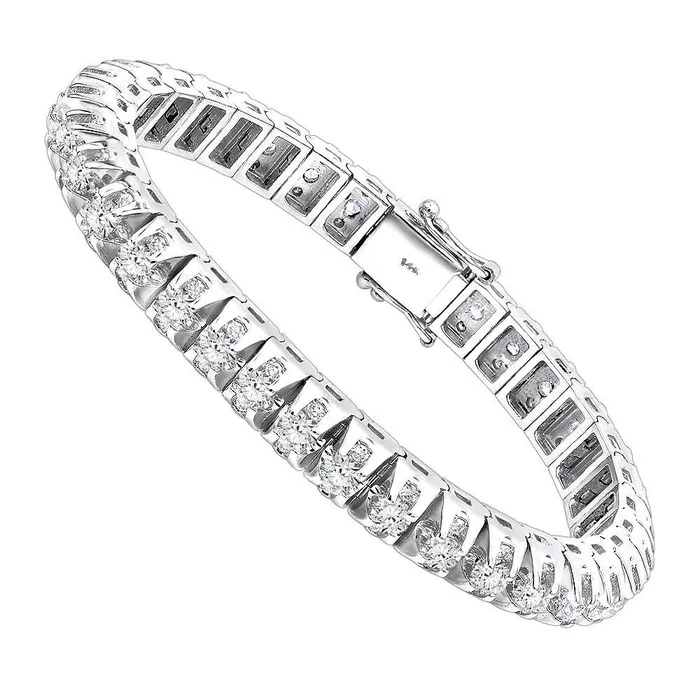 GB Bracelets 12 Carats Round Cut Natural Earth Mined Diamonds Mens Tennis Bracelet WG 14K GB Bracelets 12 Carats Round Cut Natural Earth Mined Diamonds Mens Tennis Bracelet WG 14K