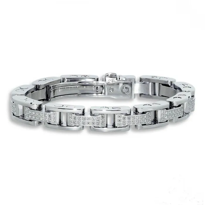 GB Bracelets 3 Carats Round Cut Men Natural Earth Mined Diamond Bracelet White Gold Jewelry GB Bracelets 3 Carats Round Cut Men Natural Earth Mined Diamond Bracelet White Gold Jewelry