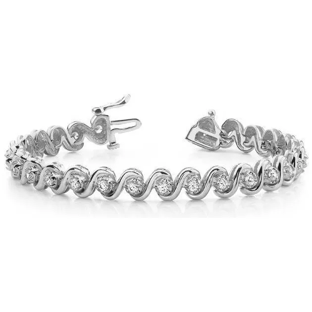 GB Bracelets S Style Tennis Bracelet Women 7 Carats Round Natural Earth Mined Diamonds Gold 14K GB Bracelets S Style Tennis Bracelet Women 7 Carats Round Natural Earth Mined Diamonds Gold 14K