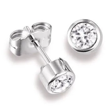 GB Earrings 13 Ct Bezel Set Round Cut Stud Natural Earth Mined Diamond Earring GB Earrings 13 Ct Bezel Set Round Cut Stud Natural Earth Mined Diamond Earring