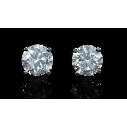 GB Earrings 25 Carats Round Cut Natural Earth Mined Diamond Stud Earring Gold White 14K GB Earrings 25 Carats Round Cut Natural Earth Mined Diamond Stud Earring Gold White 14K