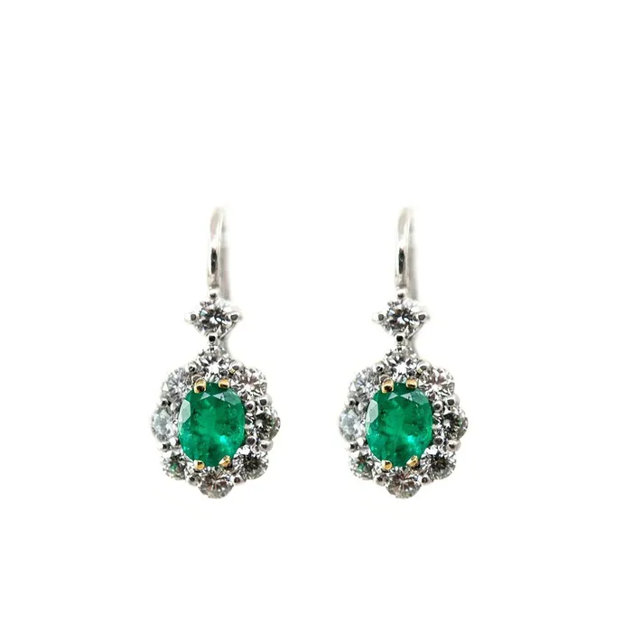 GB Earrings 760 Carats Green Emerald Natural Earth Mined Diamonds Women Dangle Earrings Gold 14K GB Earrings 760 Carats Green Emerald Natural Earth Mined Diamonds Women Dangle Earrings Gold 14K