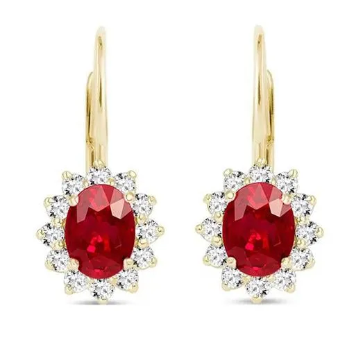 GB Earrings Beautiful Lady Dangle Earring Ruby Natural Earth Mined Diamond 1120 Carat Yellow Gold 14K GB Earrings Beautiful Lady Dangle Earring Ruby Natural Earth Mined Diamond 1120 Carat Yellow Gold 14K