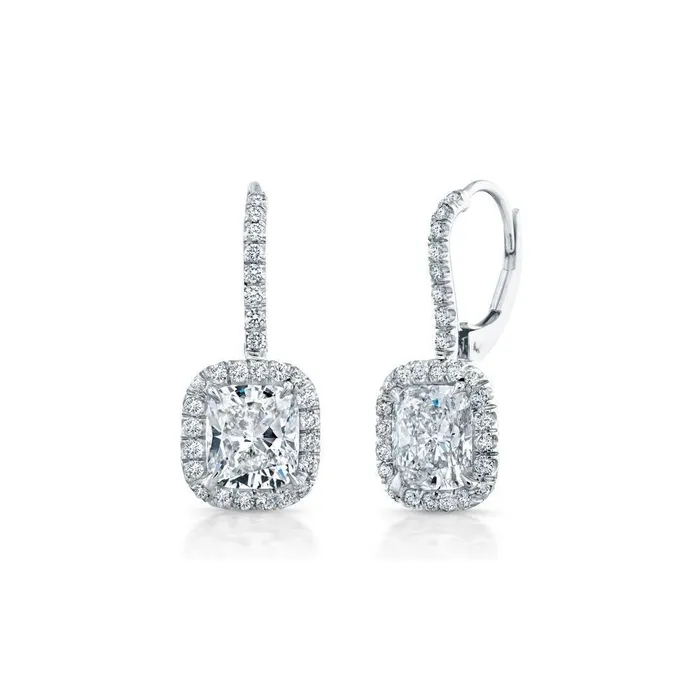 GB Earrings Cushion Round Cut Natural Earth Mined Diamond Dangle Earrings 310 Carat White Gold 14K GB Earrings Cushion Round Cut Natural Earth Mined Diamond Dangle Earrings 310 Carat White Gold 14K