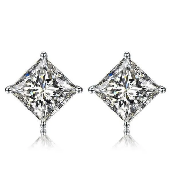 GB Earrings Gorgeous Princess Cut Natural Earth Mined Diamond Stud Earring Women Gold Jewelry 3 Ct GB Earrings Gorgeous Princess Cut Natural Earth Mined Diamond Stud Earring Women Gold Jewelry 3 Ct