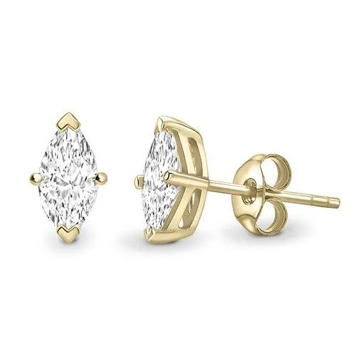 GB Earrings Marquise Cut 3 Carats Natural Earth Mined Diamonds Studs Earrings Yellow Gold 14K GB Earrings Marquise Cut 3 Carats Natural Earth Mined Diamonds Studs Earrings Yellow Gold 14K