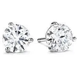 GB Earrings Round Cut Natural Earth Mined Diamond Stud Earring Pair 2 Ct White Gold 14K Jewelry New