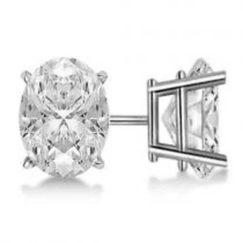 GB Earrings Solitaire Natural Earth Mined Diamond Stud Earring Solid Gold 14K Oval Cut 4 Ct GB Earrings Solitaire Natural Earth Mined Diamond Stud Earring Solid Gold 14K Oval Cut 4 Ct
