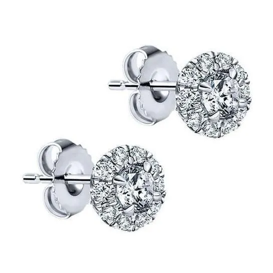 GB Earrings Sparkling Halo Round Real Natural Earth Mined Diamond Stud Earrings 20 Carat White Gold 14K GB Earrings Sparkling Halo Round Real Natural Earth Mined Diamond Stud Earrings 20 Carat White Gold 14K
