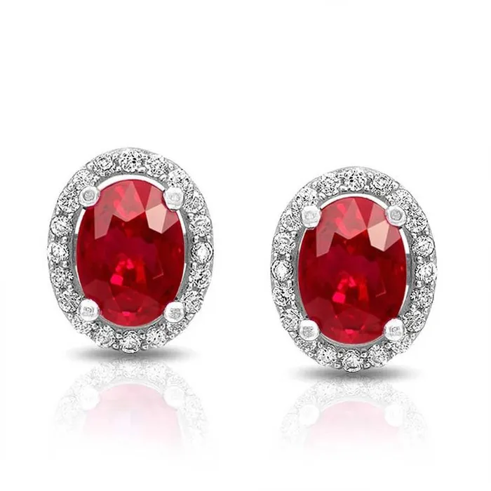 GB Earrings Women Studs Earrings 540 Carats Ruby With Natural Earth Mined Diamonds Gold White 14K GB Earrings Women Studs Earrings 540 Carats Ruby With Natural Earth Mined Diamonds Gold White 14K