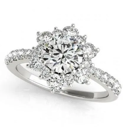 GB Halo Round Natural Earth Mined Diamond Flower Style Engagement Ring 225 Carat WG 14K Rings GB Halo Round Natural Earth Mined Diamond Flower Style Engagement Ring 225 Carat WG 14K Rings
