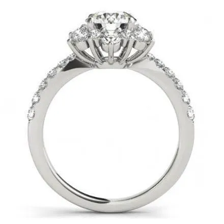 GB Halo Round Natural Earth Mined Diamond Flower Style Engagement Ring 225 Carat WG 14K Rings GB Halo Round Natural Earth Mined Diamond Flower Style Engagement Ring 225 Carat WG 14K Rings