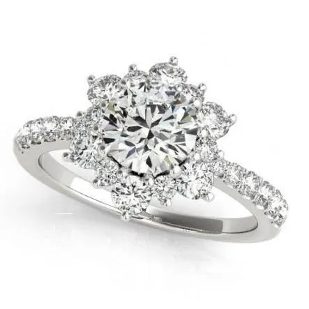 GB Halo Round Natural Earth Mined Diamond Flower Style Engagement Ring 225 Carat WG 14K Rings GB Halo Round Natural Earth Mined Diamond Flower Style Engagement Ring 225 Carat WG 14K Rings