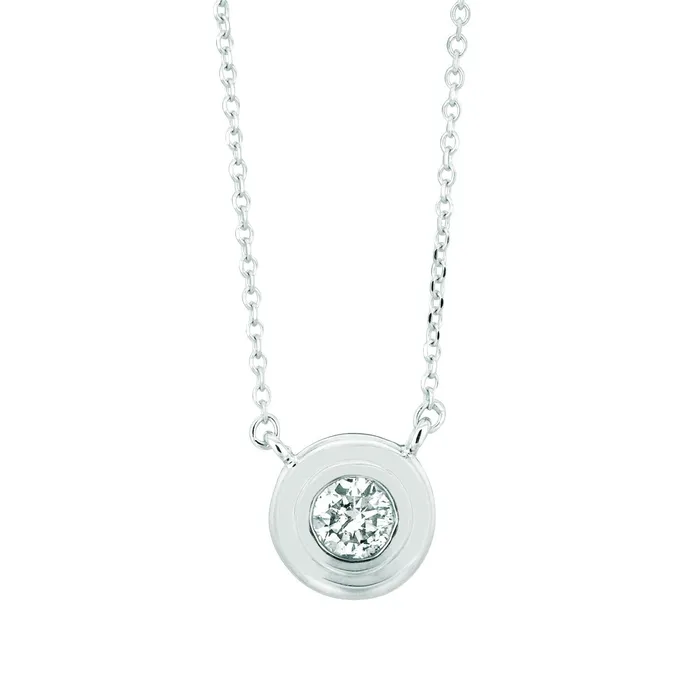 GB Natural Earth Mined Diamond Bezel Necklace Pendant 030 Carats 14K White Gold Necklaces GB Natural Earth Mined Diamond Bezel Necklace Pendant 030 Carats 14K White Gold Necklaces