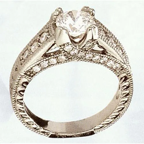 GB Natural Earth Mined Diamond Engagement Ring Cathedral Setting Antique Style White Gold 14K Rings GB Natural Earth Mined Diamond Engagement Ring Cathedral Setting Antique Style White Gold 14K Rings