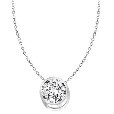 GB Necklaces 1 Carat Round Cut Natural Earth Mined Diamond Bezel Set Pendant GB Necklaces 1 Carat Round Cut Natural Earth Mined Diamond Bezel Set Pendant