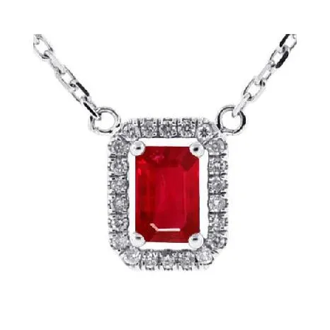 GB Necklaces Emerald Cut Ruby With Natural Earth Mined Diamonds 550 Ct Pendant Necklace WG 14K GB Necklaces Emerald Cut Ruby With Natural Earth Mined Diamonds 550 Ct Pendant Necklace WG 14K