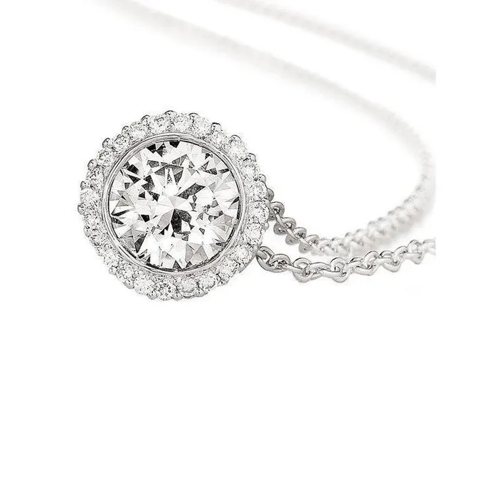 GB Necklaces Sparkling 224 Carats Round Natural Earth Mined Diamond Necklace Pendant White Gold 14K GB Necklaces Sparkling 224 Carats Round Natural Earth Mined Diamond Necklace Pendant White Gold 14K