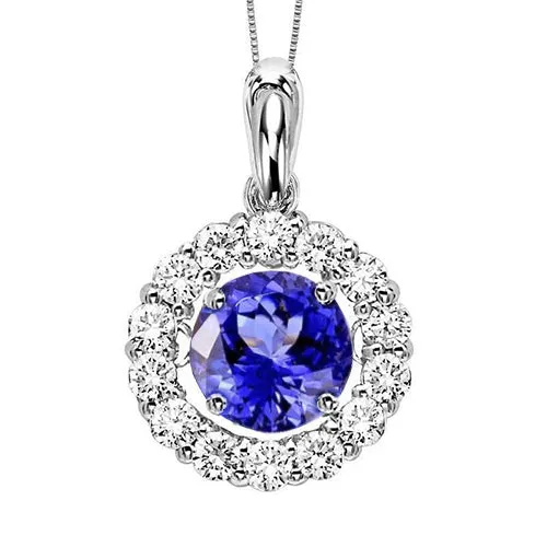 GB Necklaces Tanzanite And Natural Earth Mined Diamonds 385 Carats Pendant Necklace White Gold 14K GB Necklaces Tanzanite And Natural Earth Mined Diamonds 385 Carats Pendant Necklace White Gold 14K