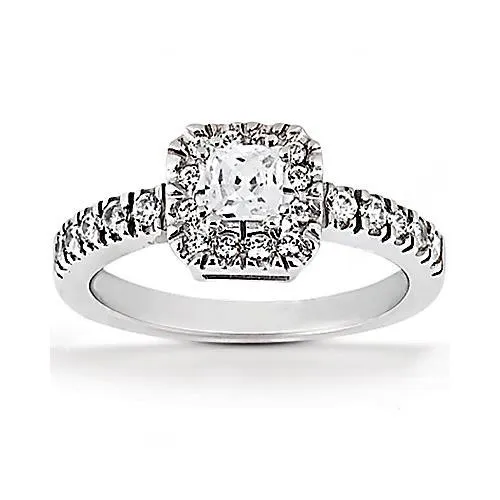 GB Rings 155 Carats Princess Natural Earth Mined Diamond Halo Ring With Accents White Gold 14K GB Rings 155 Carats Princess Natural Earth Mined Diamond Halo Ring With Accents White Gold 14K