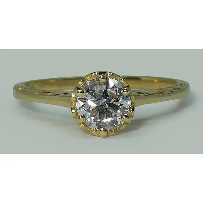 GB Rings 1 Carat Round Natural Earth Mined Diamond Crown Style Solitaire Engagement Ring GB Rings 1 Carat Round Natural Earth Mined Diamond Crown Style Solitaire Engagement Ring