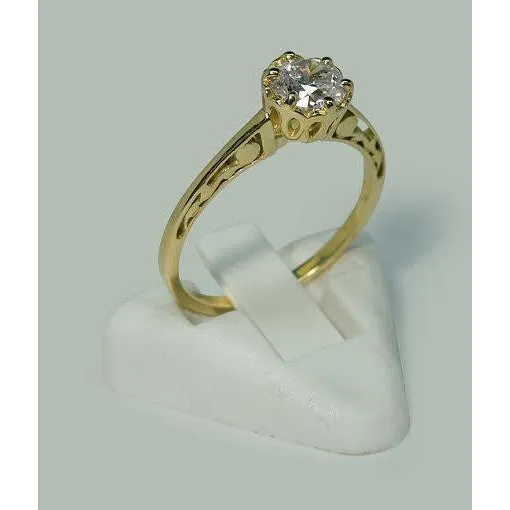 GB Rings 1 Carat Round Natural Earth Mined Diamond Crown Style Solitaire Engagement Ring GB Rings 1 Carat Round Natural Earth Mined Diamond Crown Style Solitaire Engagement Ring
