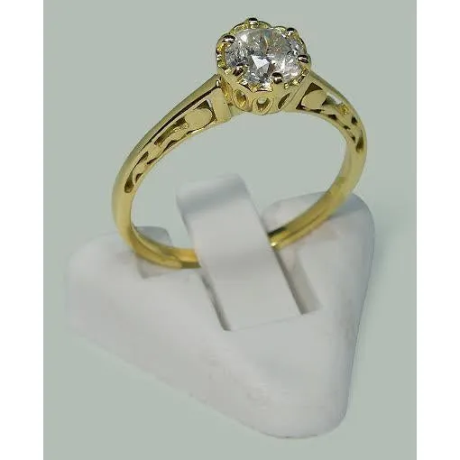 GB Rings 1 Carat Round Natural Earth Mined Diamond Crown Style Solitaire Engagement Ring GB Rings 1 Carat Round Natural Earth Mined Diamond Crown Style Solitaire Engagement Ring
