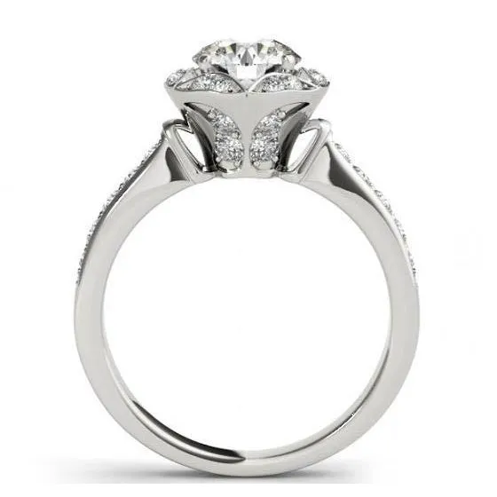GB Rings 2 Carats Natural Earth Mined Diamond Halo Engagement Anniversary Ring White Gold 14K GB Rings 2 Carats Natural Earth Mined Diamond Halo Engagement Anniversary Ring White Gold 14K