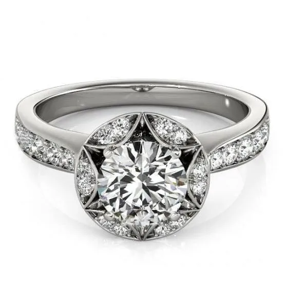 GB Rings 2 Carats Natural Earth Mined Diamond Halo Engagement Anniversary Ring White Gold 14K GB Rings 2 Carats Natural Earth Mined Diamond Halo Engagement Anniversary Ring White Gold 14K