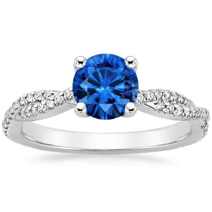 GB Rings 490 Ct Round Ceylon Sapphire Natural Earth Mined Diamonds Ring White Gold 14K GB Rings 490 Ct Round Ceylon Sapphire Natural Earth Mined Diamonds Ring White Gold 14K
