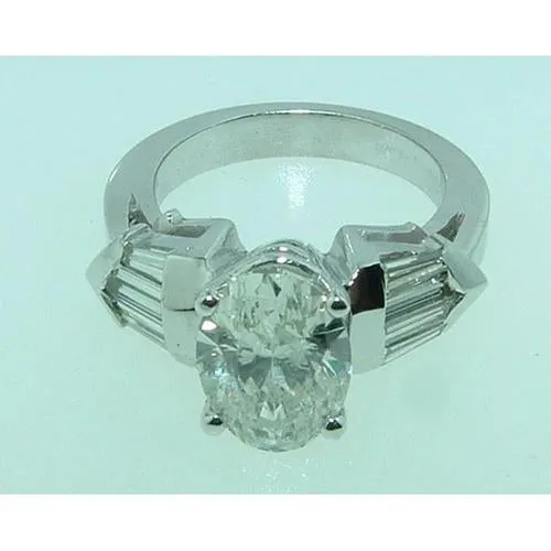 GB Rings 4 Ct Oval Baguette Real Natural Earth Mined Diamond 3 Stone Engagement Ring White Gold GB Rings 4 Ct Oval Baguette Real Natural Earth Mined Diamond 3 Stone Engagement Ring White Gold