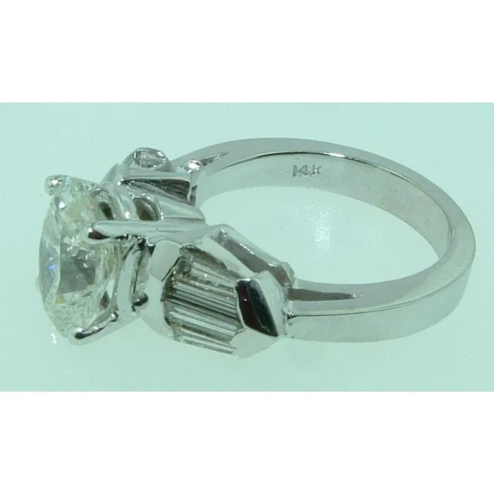 GB Rings 4 Ct Oval Baguette Real Natural Earth Mined Diamond 3 Stone Engagement Ring White Gold
