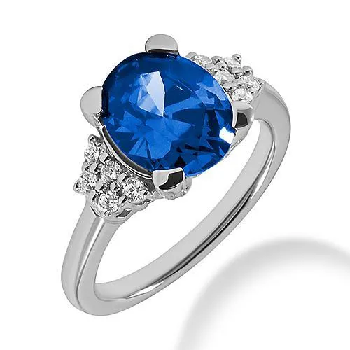 GB Rings 4 Ct Sri Lanka Blue Sapphire And Natural Earth Mined Diamond Ring White Gold 14K GB Rings 4 Ct Sri Lanka Blue Sapphire And Natural Earth Mined Diamond Ring White Gold 14K