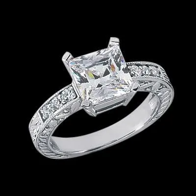 GB Rings Antique Style 170 Carat Princess Real Natural Earth Mined Diamond Engagement Ring White Gold GB Rings Antique Style 170 Carat Princess Real Natural Earth Mined Diamond Engagement Ring White Gold