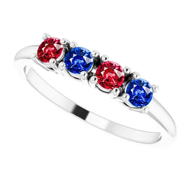GB Rings Band Ruby Sapphire Ring 080 Carats Prong Setting White Gold 14K