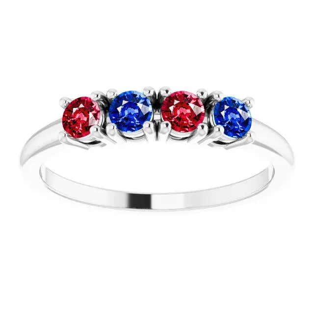 GB Rings Band Ruby Sapphire Ring 080 Carats Prong Setting White Gold 14K GB Rings Band Ruby Sapphire Ring 080 Carats Prong Setting White Gold 14K